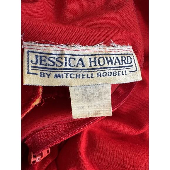 Vintage 80s Red Dress Women's 12 Belted Long - Picture 16 of 16